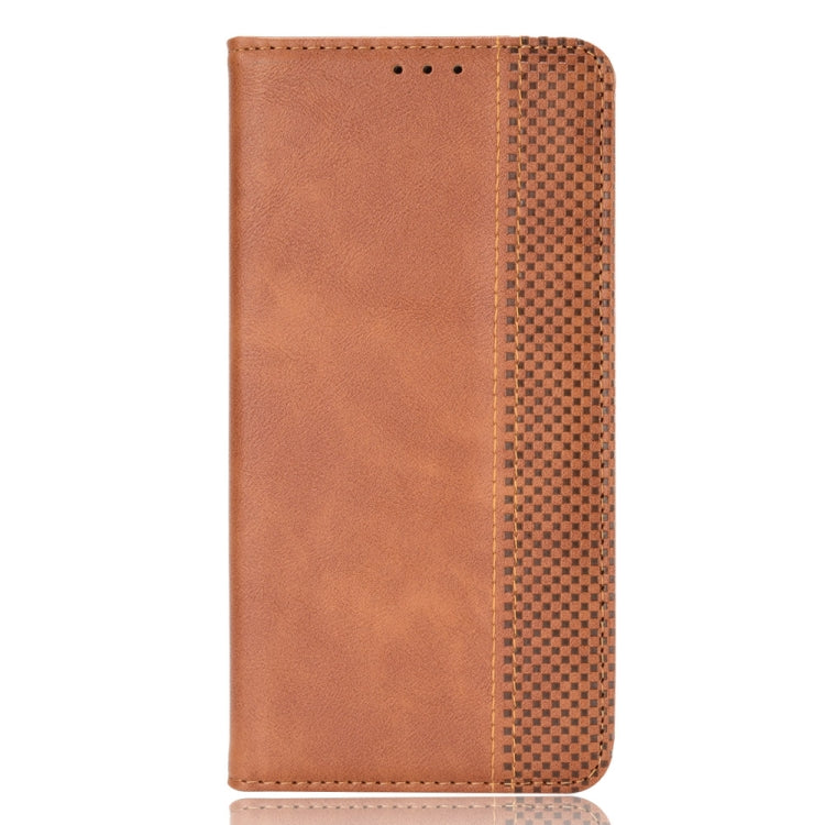 For Motorola Edge 2021 Magnetic Buckle Retro Pattern Horizontal Flip Leather Case with Holder & Card Slot & Wallet(Brown) - Motorola Cases by buy2fix | Online Shopping UK | buy2fix