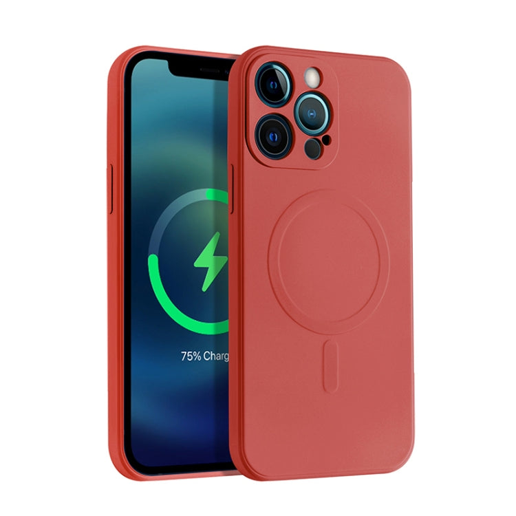 For iPhone 13 Pro Liquid Silicone Full Coverage Shockproof Magsafe Case (Dark Red) - iPhone 13 Pro Cases by buy2fix | Online Shopping UK | buy2fix