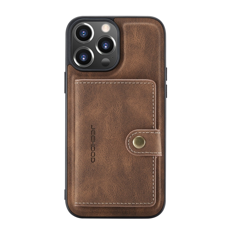 For iPhone 13 Pro JEEHOOD Retro Magnetic Detachable Protective Case with Wallet & Card Slot & Holder (Brown) - iPhone 13 Pro Cases by JEEHOOD | Online Shopping UK | buy2fix