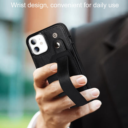 For iPhone 11 Crazy Horse Texture Shockproof TPU + PU Leather Case with Card Slot & Wrist Strap Holder (Black) - iPhone 11 Cases by buy2fix | Online Shopping UK | buy2fix