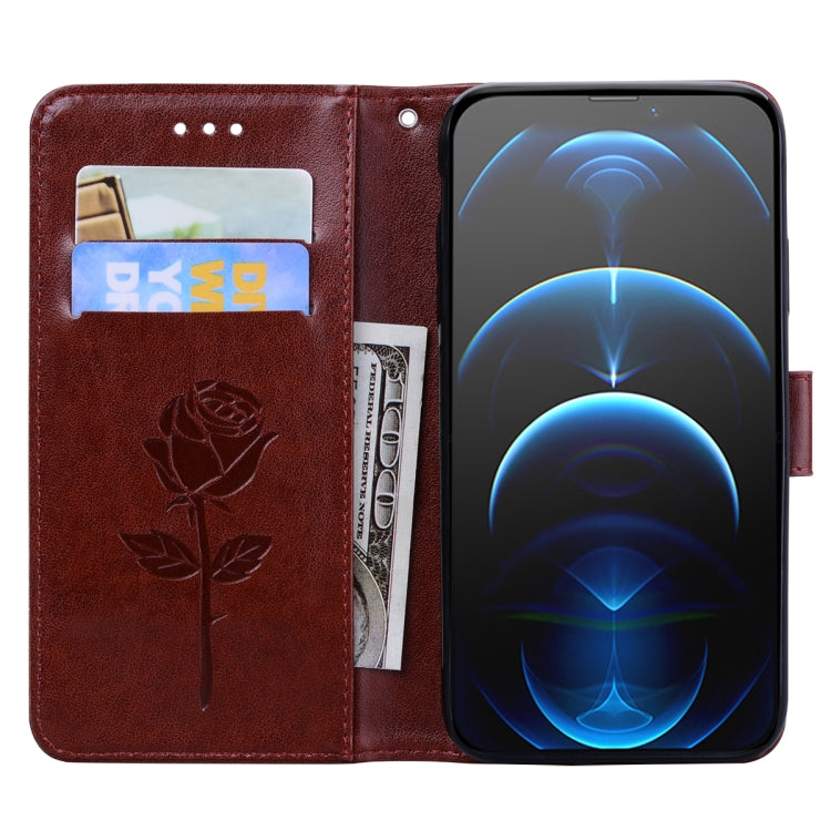 For iPhone 13 Pro Rose Embossed Horizontal Flip PU Leather Case with Holder & Card Slots & Wallet (Brown) - iPhone 13 Pro Cases by buy2fix | Online Shopping UK | buy2fix