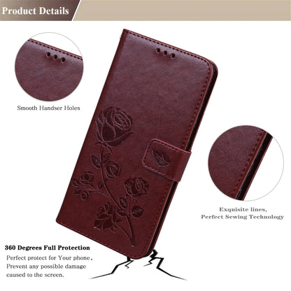 For iPhone 13 Pro Rose Embossed Horizontal Flip PU Leather Case with Holder & Card Slots & Wallet (Brown) - iPhone 13 Pro Cases by buy2fix | Online Shopping UK | buy2fix