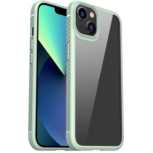 For iPhone 13 mini MG Series Carbon Fiber TPU + Clear PC Four-corner Airbag Shockproof Case (Green) - iPhone 13 mini Cases by buy2fix | Online Shopping UK | buy2fix