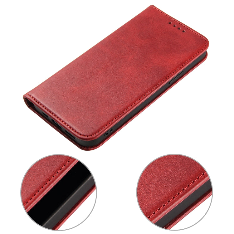 For iPhone 12 / 12 Pro Calf Texture Magnetic Horizontal Flip Leather Case with Holder & Card Slots & Wallet(Red) - iPhone 12 / 12 Pro Cases by buy2fix | Online Shopping UK | buy2fix