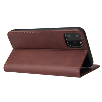 For iPhone 11 Calf Texture Magnetic Horizontal Flip Leather Case with Holder & Card Slots & Wallet (Brown) - iPhone 11 Cases by buy2fix | Online Shopping UK | buy2fix