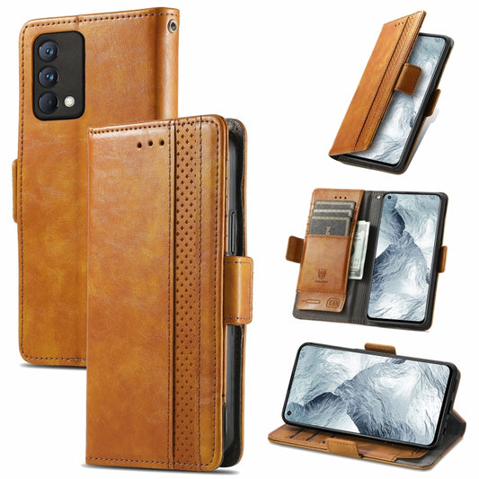 For OPPO Realme GT Master CaseNeo Business Splicing Dual Magnetic Buckle Horizontal Flip PU Leather Case with Holder & Card Slots & Wallet(Khaki) - Realme Cases by buy2fix | Online Shopping UK | buy2fix