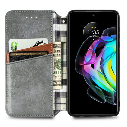 For Motorola Edge 20 Cubic Grid Pressed Horizontal Flip Magnetic PU Leather Case with Holder & Card Slots & Wallet(Grey) - Motorola Cases by buy2fix | Online Shopping UK | buy2fix