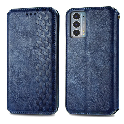 For Motorola Edge 20 Cubic Grid Pressed Horizontal Flip Magnetic PU Leather Case with Holder & Card Slots & Wallet(Blue) - Motorola Cases by buy2fix | Online Shopping UK | buy2fix