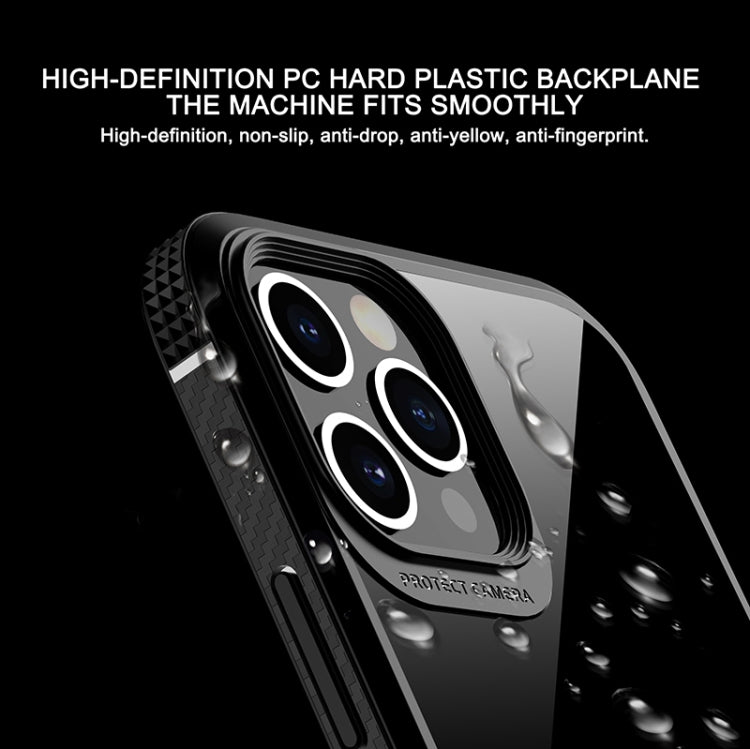 For iPhone 12 / 12 Pro MG Series Carbon Fiber TPU + Clear PC Four-corner Airbag Shockproof Case(Blue) - iPhone 12 / 12 Pro Cases by buy2fix | Online Shopping UK | buy2fix