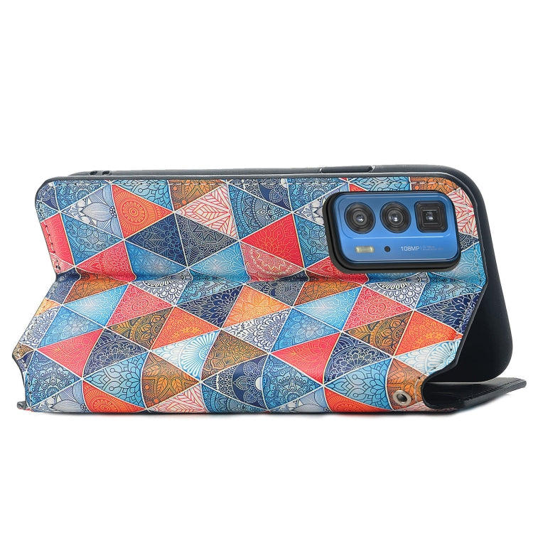 For Motorola Edge 20 Pro Colorful Magnetic Horizontal Flip PU Leather Case with Holder & Card Slot & Wallet(Rhombus Mandala) - Motorola Cases by buy2fix | Online Shopping UK | buy2fix