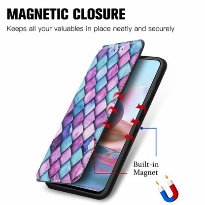 For Xiaomi Redmi Note 10 Pro Colorful Magnetic Horizontal Flip PU Leather Case with Holder & Card Slot & Wallet(Purple Scales) - Xiaomi Cases by buy2fix | Online Shopping UK | buy2fix