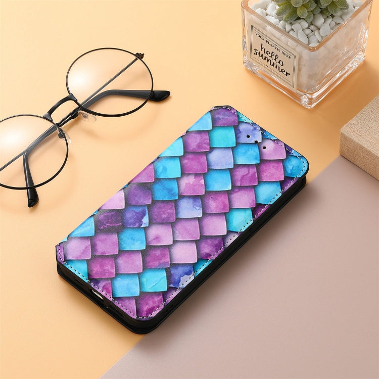 For Xiaomi Redmi Note 10 Pro Colorful Magnetic Horizontal Flip PU Leather Case with Holder & Card Slot & Wallet(Purple Scales) - Xiaomi Cases by buy2fix | Online Shopping UK | buy2fix