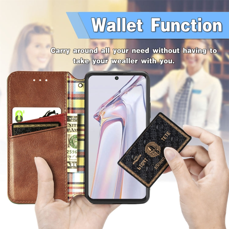 For Blackview A100 Cubic Grid Pressed Horizontal Flip Magnetic PU Leather Case with Holder & Card Slots & Wallet(Brown) - More Brand by buy2fix | Online Shopping UK | buy2fix