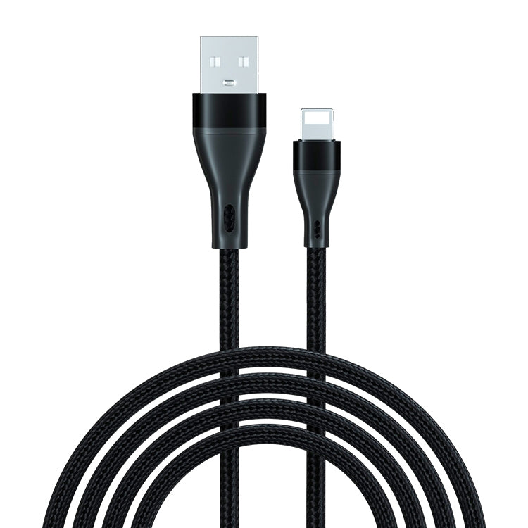 ADC-001 3A USB to 8 Pin Weave Fast Charging Data Cable for iPhone, iPad, Length:2m(Black) - Normal Style Cable by buy2fix | Online Shopping UK | buy2fix