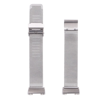 For Fitbit Charge 4 Double Insurance Buckle Milanese Watch Band(Silver) - Watch Bands by buy2fix | Online Shopping UK | buy2fix