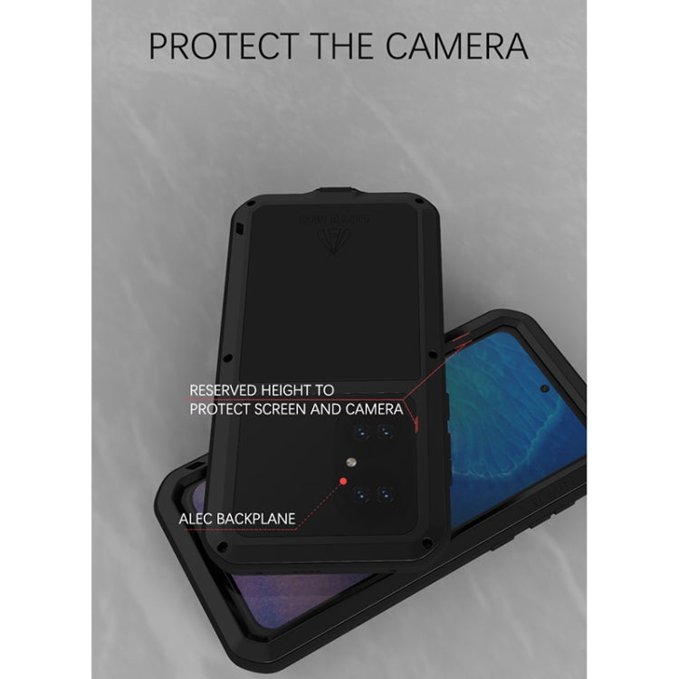 For Huawei P50 LOVE MEI Metal Shockproof Waterproof Dustproof Protective Phone Case with Glass(Black) - Huawei Cases by LOVE MEI | Online Shopping UK | buy2fix