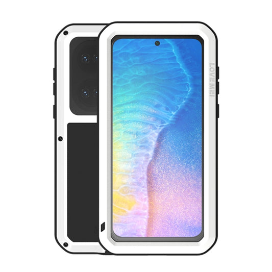 For Huawei P50 LOVE MEI Metal Shockproof Waterproof Dustproof Protective Phone Case with Glass(White) - Huawei Cases by LOVE MEI | Online Shopping UK | buy2fix