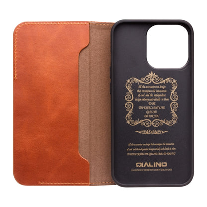 For iPhone 13 Pro Max QIALINO Magnetic Buckle Leather Phone Case (Brown) - iPhone 13 Pro Max Cases by QIALINO | Online Shopping UK | buy2fix