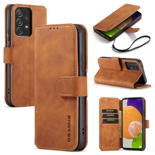 For Samsung Galaxy A53 5G DG.MING Retro Oil Side Horizontal Flip Leather Case with Holder & Card Slots & Wallet(Brown) - Galaxy Phone Cases by DG.MING | Online Shopping UK | buy2fix