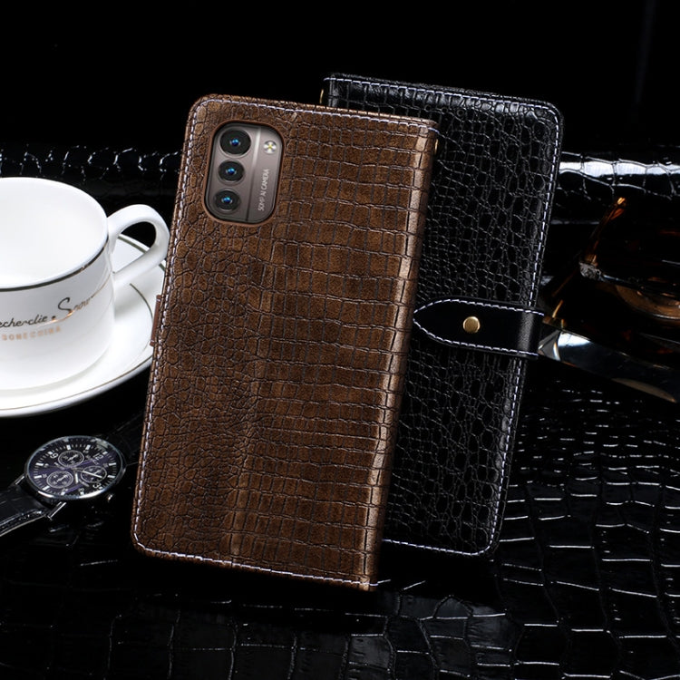 For Nokia G21 idewei Crocodile Texture Leather Phone Case(Black) - Nokia Cases by idewei | Online Shopping UK | buy2fix