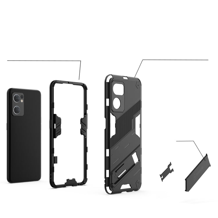 For OPPO Reno7 5G Global / Find X5 Lite Punk Armor 2 in 1 PC + TPU Shockproof Phone Case with Invisible Holder(Red) - OPPO Cases by buy2fix | Online Shopping UK | buy2fix