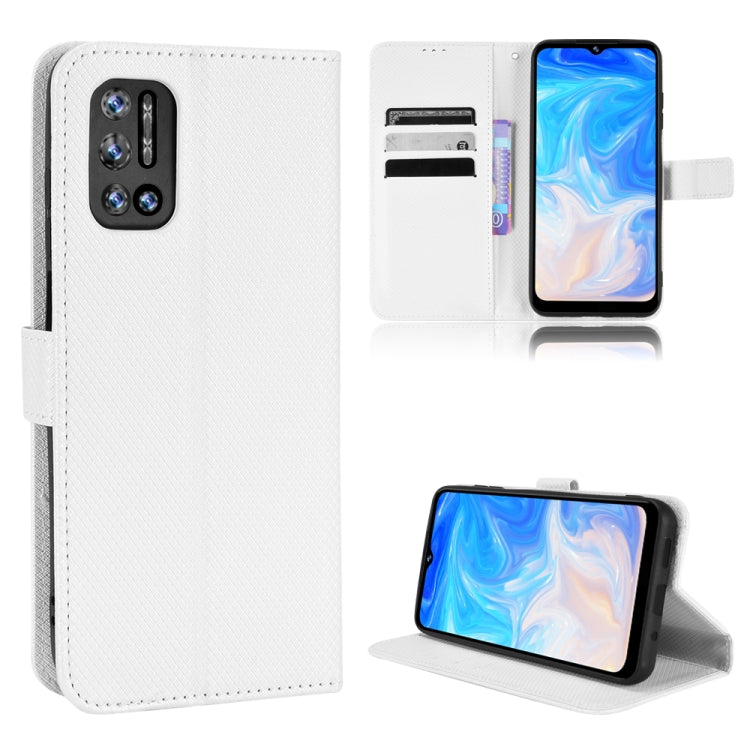 For DOOGEE N40 Pro Diamond Texture Leather Phone Case(White) - Doogee Cases by buy2fix | Online Shopping UK | buy2fix