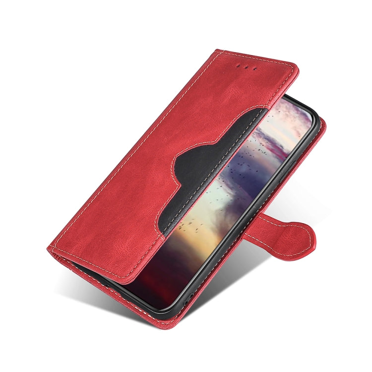 For Doogee N40 Pro Skin Feel Straw Hat Magnetic Buckle Leather Phone Case(Red) - Doogee Cases by buy2fix | Online Shopping UK | buy2fix