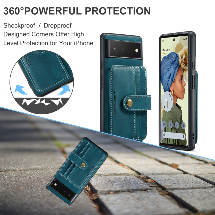 For Google Pixel 7 Pro 5G JEEHOOD RFID Anti-Theft Wallet Magnetic PU+TPU Phone Case(Blue) - Google Cases by JEEHOOD | Online Shopping UK | buy2fix