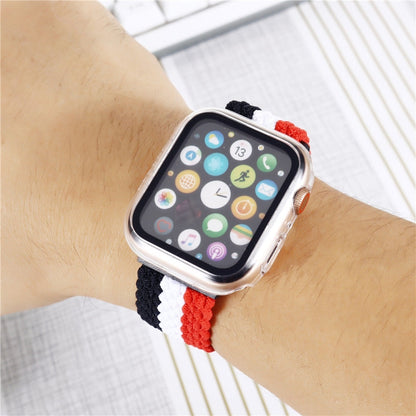 Nylon Braid Watch Band For Apple Watch Ultra 49mm&Watch Ultra 2 49mm / Series 9&8&7 45mm / SE 3&SE 2&6&SE&5&4 44mm / 3&2&1 42mm(Black White Red) - Watch Bands by buy2fix | Online Shopping UK | buy2fix