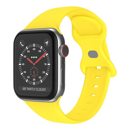 Butterfly Buckle Silicone Watch Band, Size: S For Apple Watch Ultra 49mm&Watch Ultra 2 49mm / Series 9&8&7 45mm / SE 3&SE 2&6&SE&5&4 44mm / 3&2&1 42mm(Yellow) - Watch Bands by buy2fix | Online Shopping UK | buy2fix