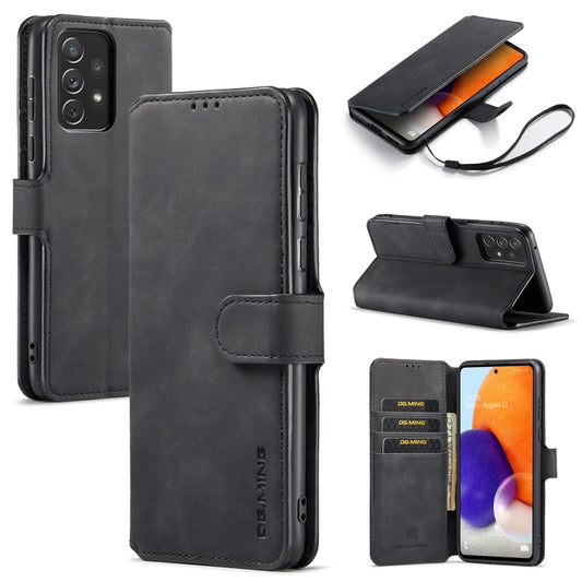 For Samsung Galaxy A73 5G DG.MING Retro Oil Edge Flip Leather Phone Case(Black) - Galaxy Phone Cases by DG.MING | Online Shopping UK | buy2fix