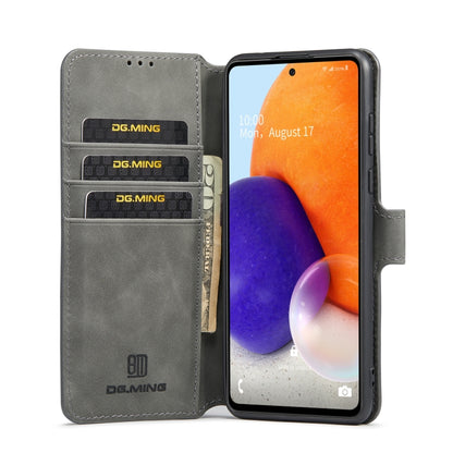 For Samsung Galaxy A73 5G DG.MING Retro Oil Edge Flip Leather Phone Case(Grey) - Galaxy Phone Cases by DG.MING | Online Shopping UK | buy2fix