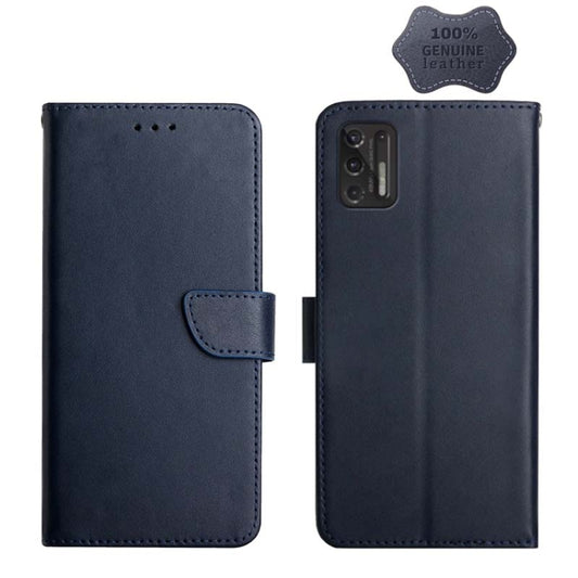 For Motorola Moto G Stylus 2021 Genuine Leather Fingerprint-proof Horizontal Flip Phone Case(Blue) - Motorola Cases by buy2fix | Online Shopping UK | buy2fix