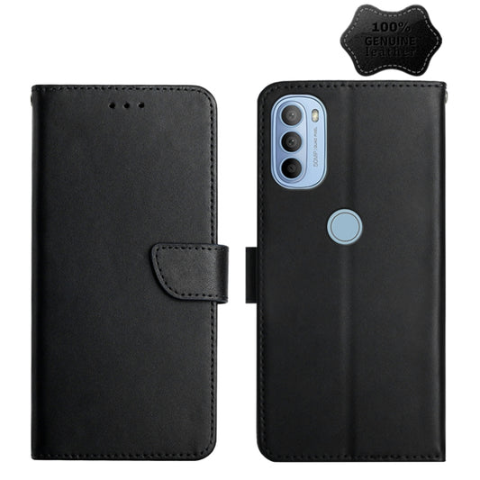 For Motorola Moto G31 / G41 Genuine Leather Fingerprint-proof Horizontal Flip Phone Case(Black) - Motorola Cases by buy2fix | Online Shopping UK | buy2fix