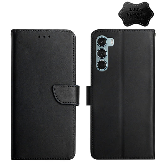 For Motorola Moto G200 5G Genuine Leather Fingerprint-proof Horizontal Flip Phone Case(Black) - Motorola Cases by buy2fix | Online Shopping UK | buy2fix