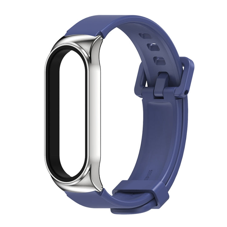 For Xiaomi Mi Band 3/4/5/6 Mijobs CS Silicone Waterproof Watch Band(Midnight Blue+Silver) - Watch Bands by MIJOBS | Online Shopping UK | buy2fix