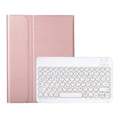 YA08B Lambskin Texture Voltage Round Keycap Bluetooth Keyboard Leather Case For Samsung Galaxy Tab A8 10.5 2021 SM-X200 / SM-X205(Rose Gold) - Samsung Keyboard by buy2fix | Online Shopping UK | buy2fix