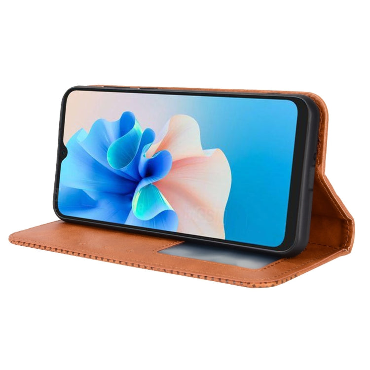 For Blackview A55 Pro Magnetic Buckle Retro Texture Leather Phone Case(Brown) - More Brand by buy2fix | Online Shopping UK | buy2fix