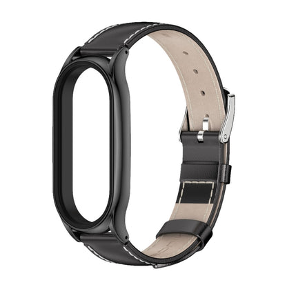 For Xiaomi Mi Band 7 / 7 NFC MIJOBS Plus Genuine Leather Watch Band(Black) - Watch Bands by MIJOBS | Online Shopping UK | buy2fix