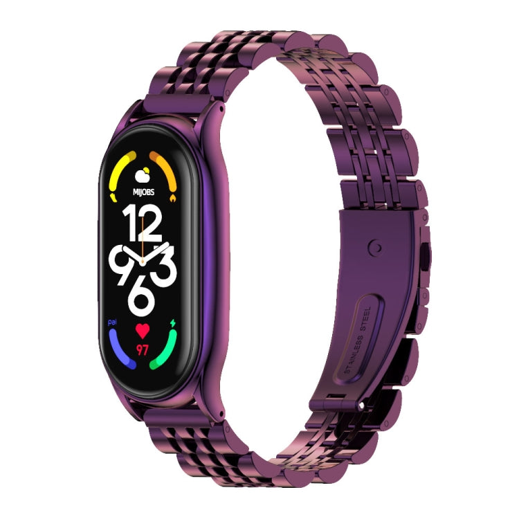 For Xiaomi Mi Band 7 / 7 NFC MIJOBS Plus Seven-bead Metal Stainless Steel Watch Band(Purple) - Watch Bands by MIJOBS | Online Shopping UK | buy2fix