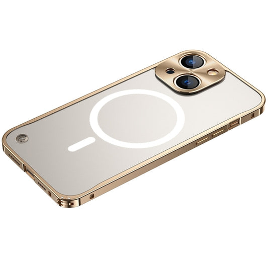 For iPhone 14 Metal Frame Frosted PC Shockproof MagSafe Case (Gold) - iPhone 14 Cases by buy2fix | Online Shopping UK | buy2fix