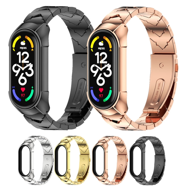 For Xiaomi Mi Band 7 / 7 NFC MIJOBS Stainless Steel Watch Band, Style:TF2 V Type(Gold) - Watch Bands by MIJOBS | Online Shopping UK | buy2fix