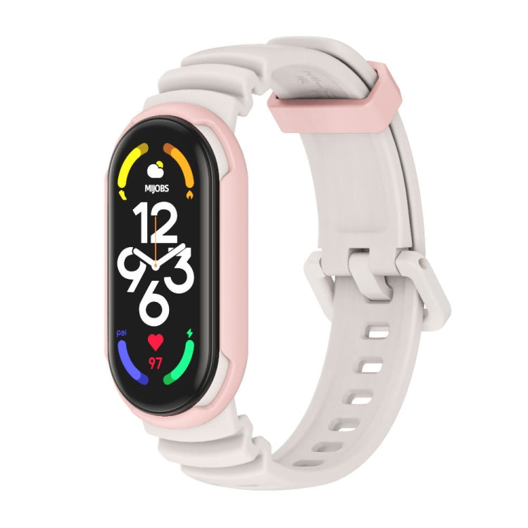 For Xiaomi Mi Band 5 / 6 / 7 MIJOBS GS Unibody Two-color Watch Band(Warm Grey Pink) - Watch Bands by MIJOBS | Online Shopping UK | buy2fix