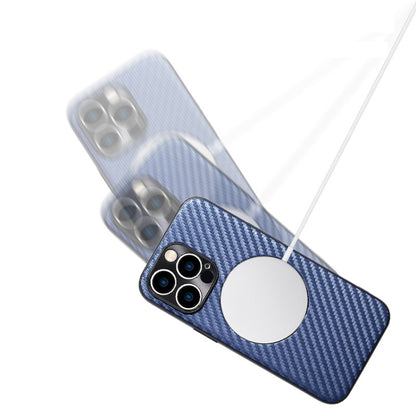 For iPhone 13 Carbon Fiber Texture MagSafe Magnetic Phone Case(Silver Grey) - iPhone 13 Cases by buy2fix | Online Shopping UK | buy2fix