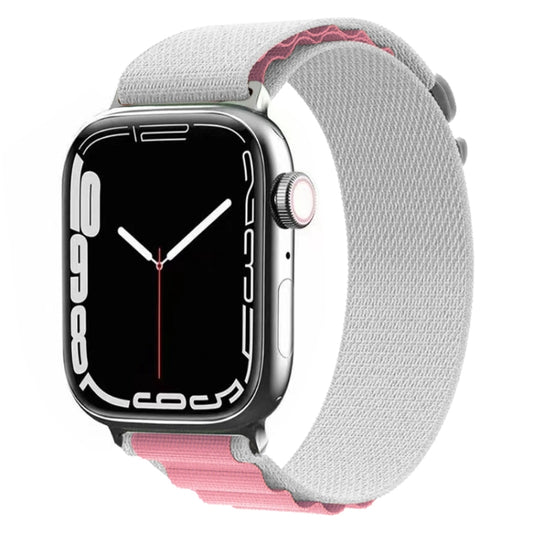 Nylon Watch Band For Apple Watch Series 8&7 45mm / SE 2&6&SE&5&4 44mm / 3&2&1 42mm (Gray + Pink) - Watch Bands by buy2fix | Online Shopping UK | buy2fix