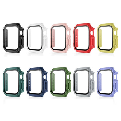 Screen Tempered Glass Film Armor Waterproof Watch Case For Apple Watch Series 8&7 41mm(Green) - Watch Cases by buy2fix | Online Shopping UK | buy2fix