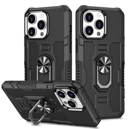 For iPhone 12 Pro Max Ring Holder Armor Hybrid Phone Case(Black) - iPhone 12 Pro Max Cases by buy2fix | Online Shopping UK | buy2fix