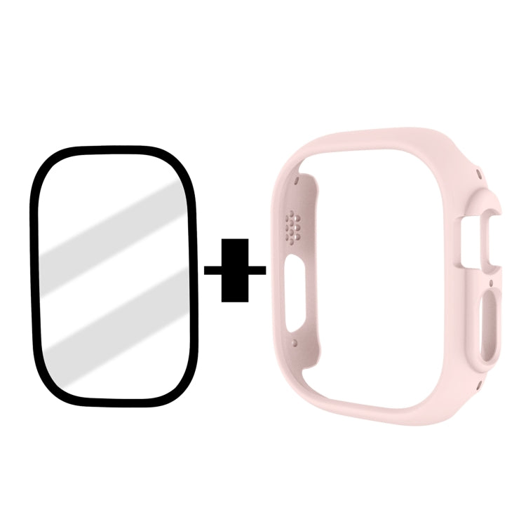 Tempered Glass Film Frosted PC Watch Case For Apple Watch Ultra 49mm / Apple Watch Ultra 2 49mm(Pink) - Watch Cases by buy2fix | Online Shopping UK | buy2fix