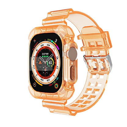 For Apple Watch Ultra 49mm Glacier Transparent TPU Integrated Watch Band(Orange) - Watch Bands by buy2fix | Online Shopping UK | buy2fix