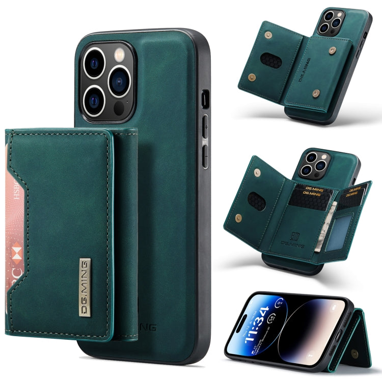 For iPhone 14 Pro Max DG.MING M2 Series 3-Fold Card Bag Leather Case(Green) - iPhone 14 Pro Max Cases by DG.MING | Online Shopping UK | buy2fix